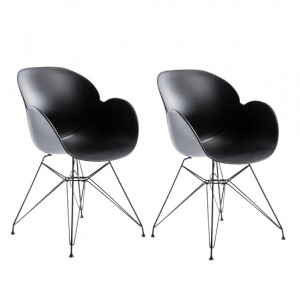 Set de 2 scaune Malaga, negru, 52 x 58 x 85 cm - Img 1