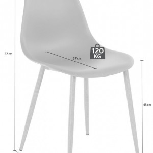 Set de 2 scaune Miller, plastic/metal, alb/maro, 44 x 52 x 87 cm - Img 2