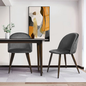 Set de 2 scaune tapitate Abel, gri/maro, 77,5 x 49 x 53 cm - Img 5