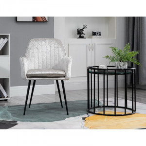 Set de 2 scaune tapitate Condrey, negru/gri, 84 x 57 x 56 cm