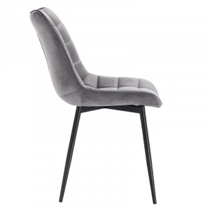 Set de 2 scaune tapitate Fairmont Park, catifea/metal, gri deschis/negru, 46 x 40,5 x 85,5 cm