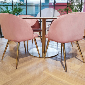 Set de 2 scaune tapitate Gary, roz/auriu, 83 x 55 x 54 cm - Img 5