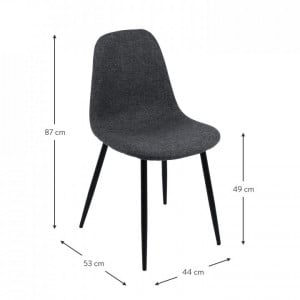 Set de 2 scaune tapitate Karla, metal/poliester, negru/gri inchis, 44 x 87 x 53 cm - Img 7