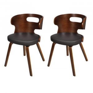 Set de 2 scaune tapitate, maro/negre, 68,5 x 49,5 x 52 cm - Img 1