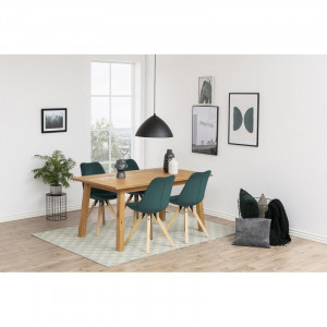 Set de 2 scaune tapitate Mirabella, natur/verde, 85 x 48,5 x 55 cm - Img 3