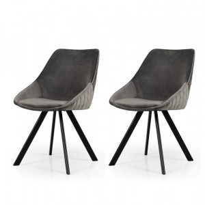 Set de 2 scaune tapitate Ritz, gri/negru, 83 x 50 x 46 cm - Img 1