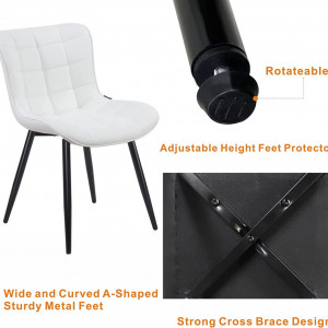 Set de 2 scaune Youtaste, metal/piele artificiala, alb/negru, 79 x 43 x 47 cm - Img 3