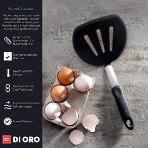 Set de 2 spatule Di Oro, otel inoxidabil/silicon, argintiu/negru - Img 4
