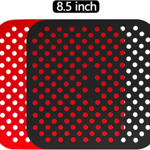 Set de 2 tampoane de aer neaderente pentru friteuza cu aer Iriisy, silicon, negru/rosu, 21,5 cm