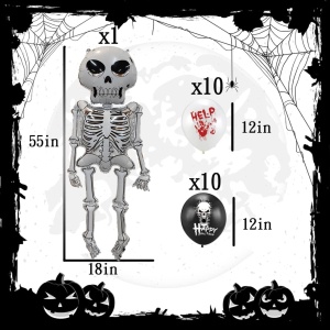 Set de 21 baloane pentru Halloween Changzhong, folie/latex, multicolor