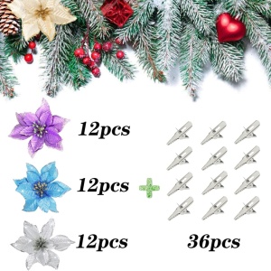 Set de 36 flori pentru bradul de Craciun OnlyGay, textil, multicolor, 14 x 14 cm