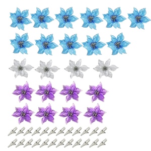 Set de 36 flori pentru bradul de Craciun OnlyGay, textil, multicolor, 14 x 14 cm