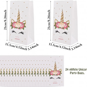 Set de 24 pungi pentru cadouri unicorn Ropniik, hartie, multicolor, 21 x 11,5 cm - Img 8