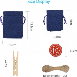 Set de 24 saculeti LANMOK, textil, gri/albastru, 9/13,3 cm - Img 2