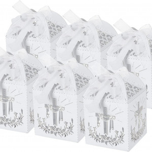 Set de 25 cutii pentru cadouri LEMESO, hartie, alb, 5 x 5 x 5 cm