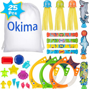 Set de 25 jucarii pentru scufundari in piscina Okima, ABS, multicolor