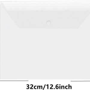 Set de 25 pungi cu buton de fixare pentru birotica ZuiJia, plastic, alb, 33 x 23 cm - Img 5