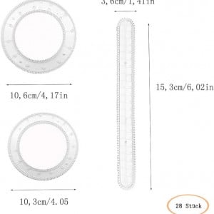 Set de 28 sabloane pentru pictura sau aerograf Spirografie, plastic, 31,5 × 21,9 × 2,8 cm