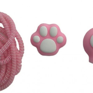 Set de 3 accesorii de protectie a cablului de incarcare Enzuis, PVC, roz/alb