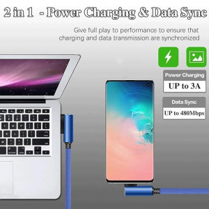 Set de 3 cabluri de Date si Incarcare Rapida UNIDOPRO, USB la Type-C, unghi 90 grade, 1m, Compatibil iPhone 15/15 Pro, Samsung, Huawei, Albastru - Img 5