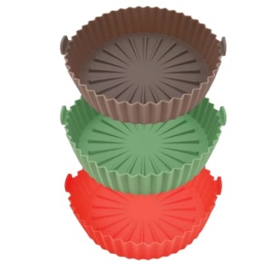 Set de 3 cosuri pentru friteuza cu aer Augot, silicon, rosu/verde/maro, 24 x 6,5 cm