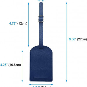 Set de 3 etichete pentru bagaje MIEWAA, piele PU, albastru, 22 x 6.7 cm - Img 2