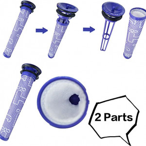 Set de 3 filtre si o perie de curatare pentru aspiratoare Dyson ABC Life, plastic, albastru - Img 6