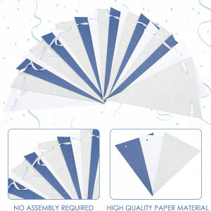 Set de 3 ghirlande cu fanioane G2PLUS, carton, alb/albastru, 4 m