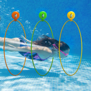 Set de 3 inele de scufundari subacvatice IKIJM, PVC, multicolor, 80 cm 