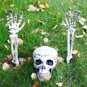 Set de 3 oase decorative pentru Halloween G-Lovely'S, plastic, alb/negru, 20 x 15 x 13 cm / 47 cm - Img 2