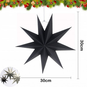 Set de 3 stele pentru Craciun Sunshine, negru, hartie, 30 x 30 cm - Img 2