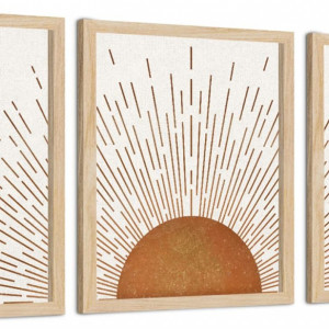 Set de 3 tablouri Putuo Decor, panza, alb/portocaliu, 20,3 x 25,4 cm