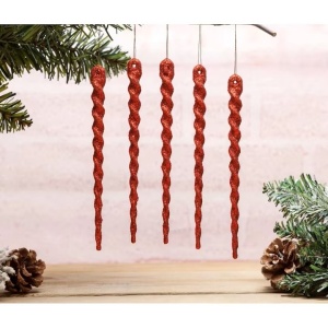 Set de 30 decoratiuni pentru Craciun AMS, rosu, plastic, 13 cm - Img 3