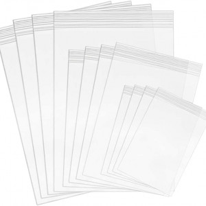 Set de 300 pungi mici cu fermoar HRX, plastic, transparent, 9 x13 cm / 7,4 x 4,9 cm / 10 x 7 cm