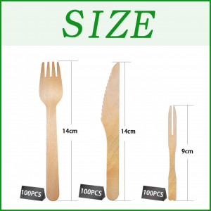 Set de 300 tacamuri MEISHANG, lemn, natur, 14/9 cm - Img 7