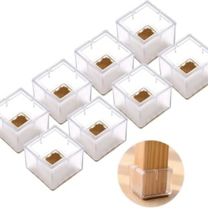 Set de 32 protectii pentru picioarele mobilierului Mogokoyo, silicon/pasla, transparent/maro, 3,7 x 3,3 x 3 cm