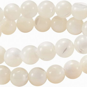 Set de 325 margele pentru bijuterii Airssory, coaja naturala, alb, 6 mm - Img 2