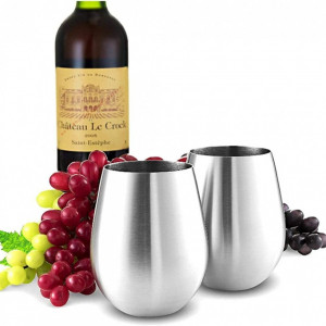 Set de 4 pahare pentru vin WenZBros, otel inoxidabil, rosu/alb, 11,5 x 3,8 x 6,8 cm
