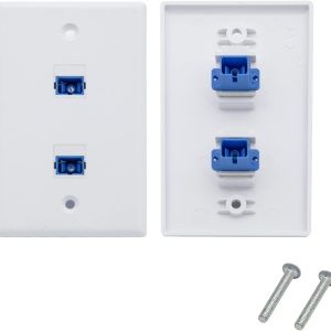 Set de 4 panouri cu 2 porturi pentru fibra optica cu adaptor SC SMF/MMF 10Gtek, plastic, alb/albastru, 115 x 70 mm