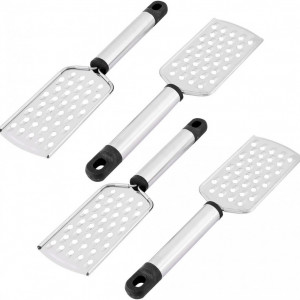 Set de 4 razatoare Sourcing Map, otel inoxidabil/plastic, argintiu/negru, 23,5 x 6 x 1,9 cm - Img 1