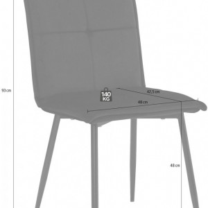 Set de 4 scaune Donna Meila, catifea /metal, negru, 59x48x93 cm - Img 4