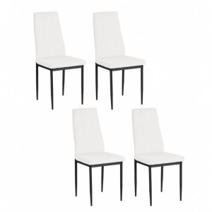 Set de 4 scaune Kelly - piele sintetica/metal, alb