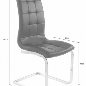 Set de 4 scaune LOLA din piele sintetica/metal, gri/argintiu, 52 x 54 x 101 cm - Img 2