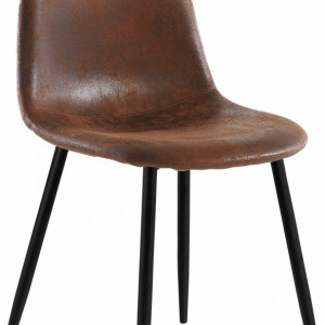 Set de 4 scaune Miller, tesatura/metal/decor stejar, maro antichizat, 44x52x87 cm - Img 7