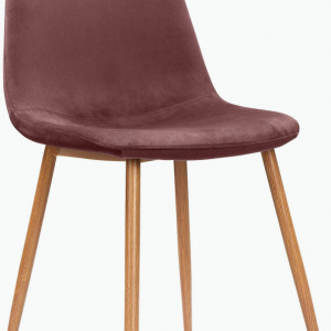 Set de 4 scaune Monza Eadwine, catifea/metal, roz prafuit, 44x52x87 cm - Img 4