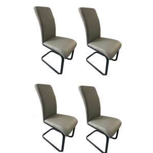 Set de 4 scaune tapitate Abby, negru/gri, 59 x 43 x 96 cm