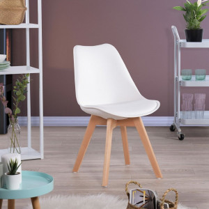 Set de 4 scaune tapitate Kaitlin, maro/alb, 82 x 42,5 x 46,5 cm - Img 2