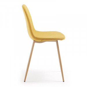 Set de 4 scaune tapitate Lamply, galben, 87 x 40 x 47 cm - Img 3
