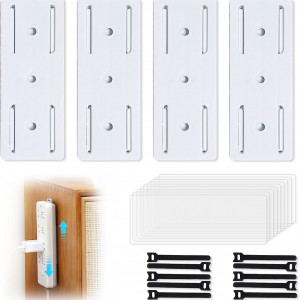 Set de 4 suporturi autoadezive pentru cutii de servetele/router Grantop, plastic, alb, 10,1 x 4 cm - Img 1