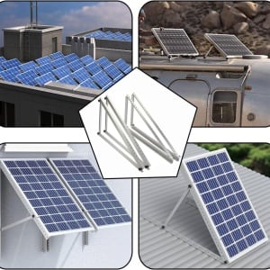 Set de 4 suporturi pentru panoul solar Bimiti, otel inoxidabil, argintiu, 104 cm